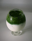 Lumi Stem Glass with a layered matcha latte