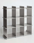 Stello Countertop Grid Shelf 3×3 in raw aluminum, empty
