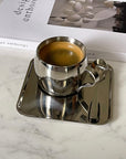 Italian style Steel Expresso Coffee Cup with Saucer & Spoon