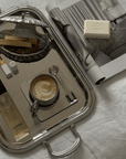 Spring Bundle tray with Venice cup, shell trinket case and soap on white linen