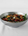 Kyoto Stainless Steel Bowl with a mixed salad, angled view