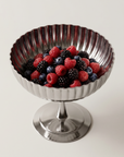 Fluted Dessert Coupe filled with raspberries, blueberries and blackberries