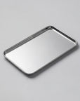 Minimalism Stainless Steel Serving Tray, mirror-polished rectangle on a white background