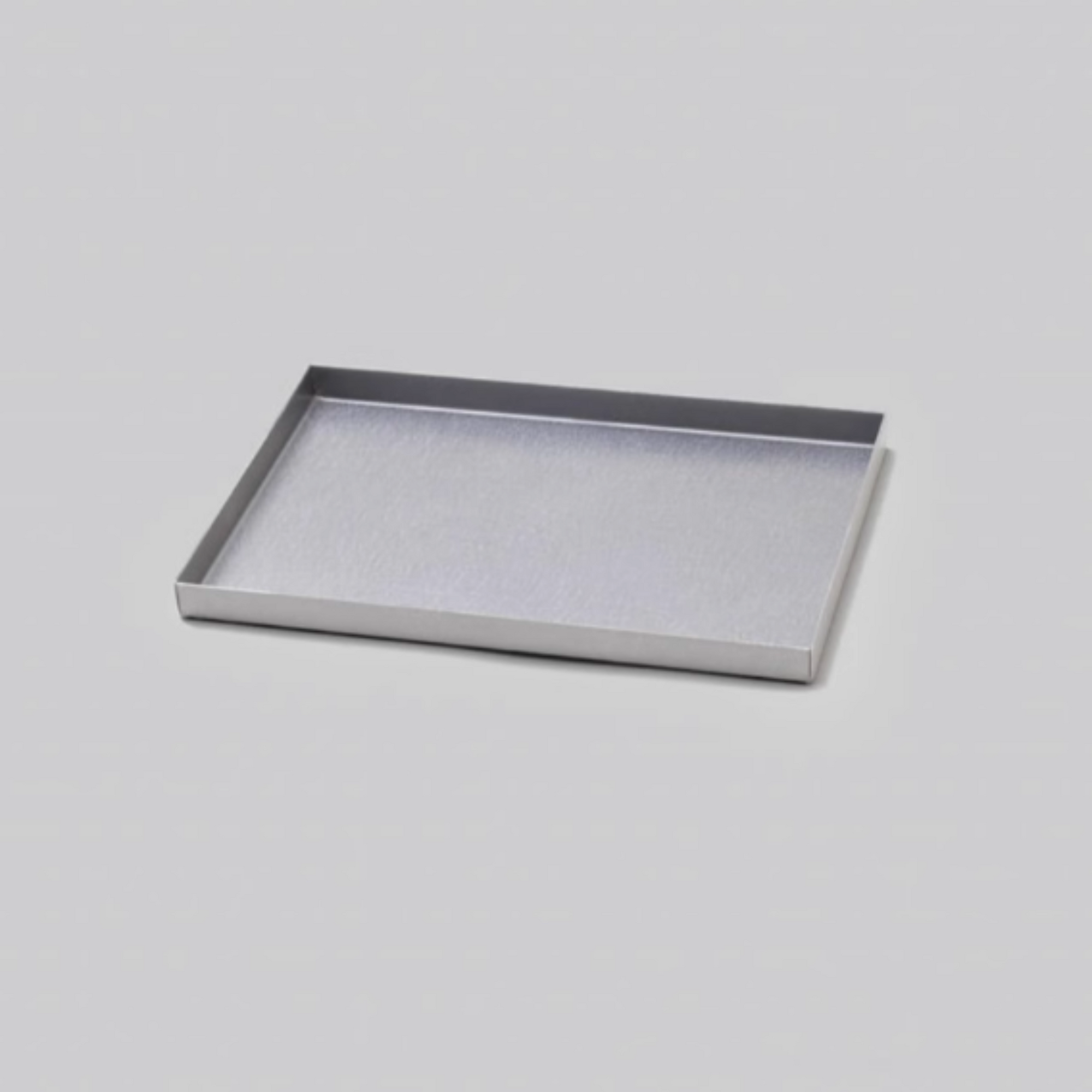 Forma Steel Catchall Tray in brushed stainless steel, showcasing a sleek and minimal design.