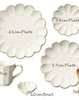 Rinka Bundle 3 contents: 21 cm plate, 17 cm plate, 14 cm plate, mug, 10 cm bowl and spoon in white porcelain