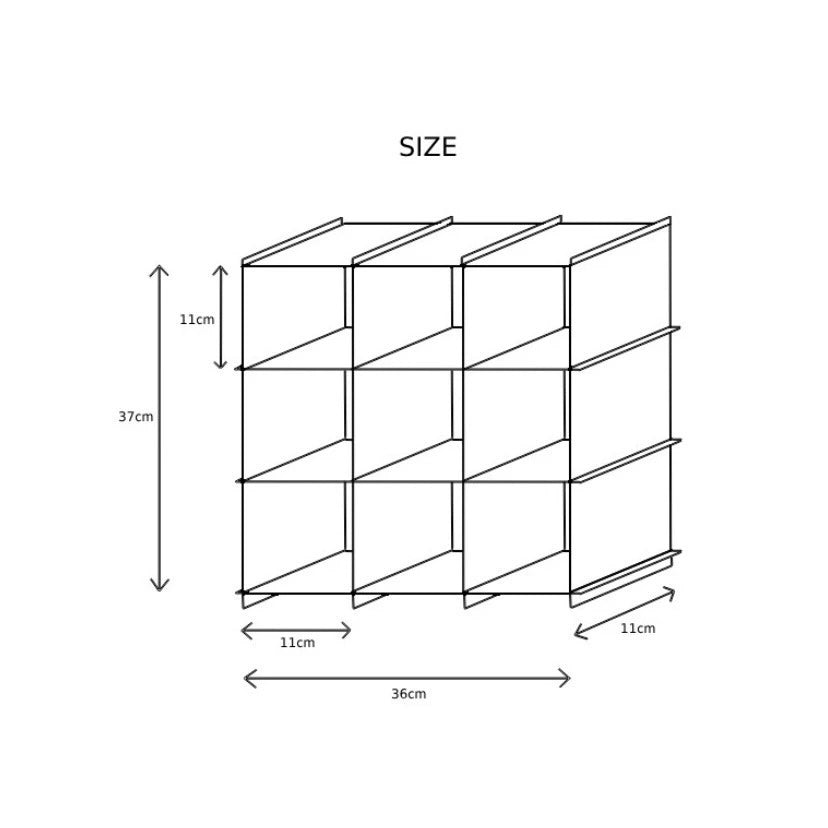 Size diagram of Stello Countertop Grid Shelf with dimensions labeled for easy reference.