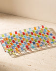 Tessera rectangular platter on a sunlit stone surface, throwing colour onto the stone