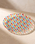 Tessera hand-painted mosaic plate 16.7 cm on sunlit pale stone