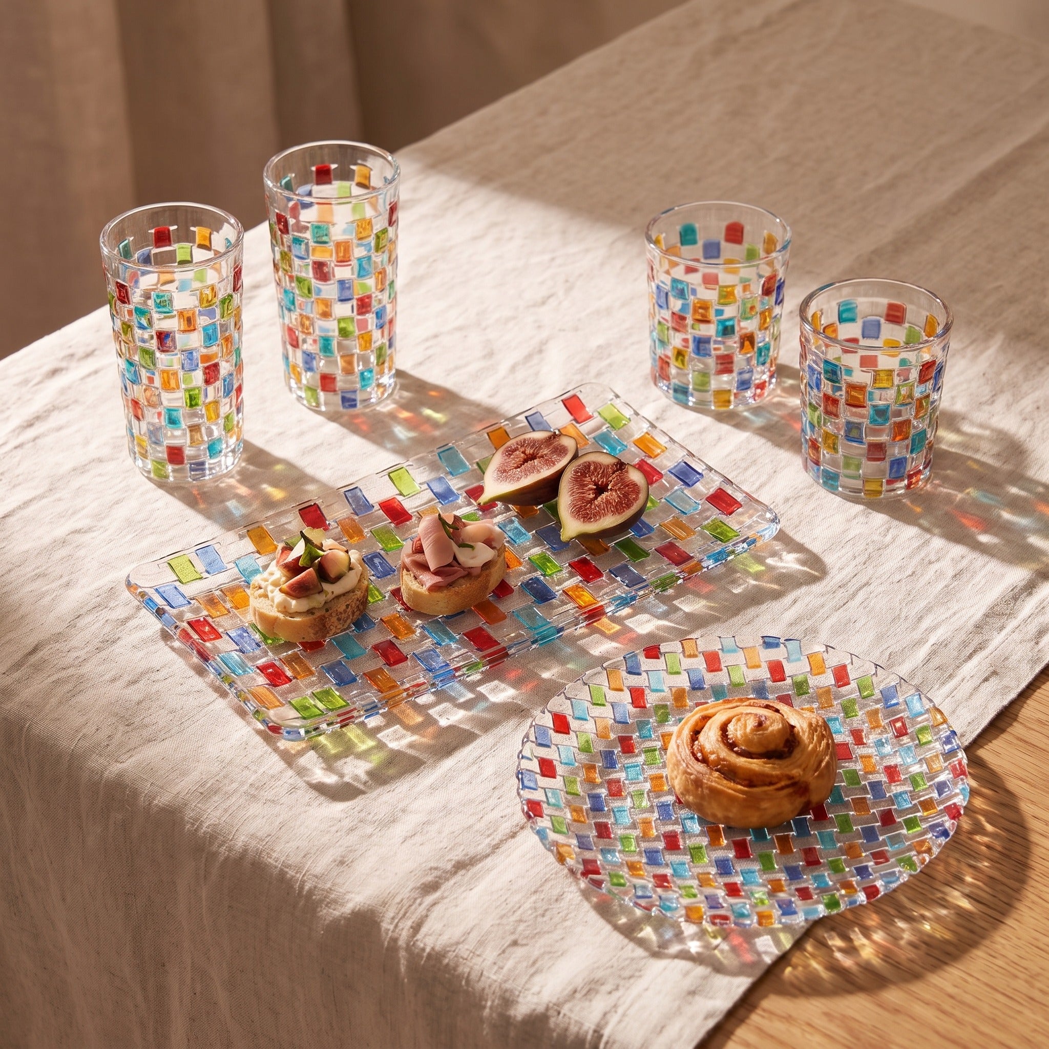 Tessera Collection — Hand-Painted Mosaic Glassware | LoveÉcru
