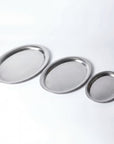 Matte Stainless Steel Oval Plates in small, medium and large sizes