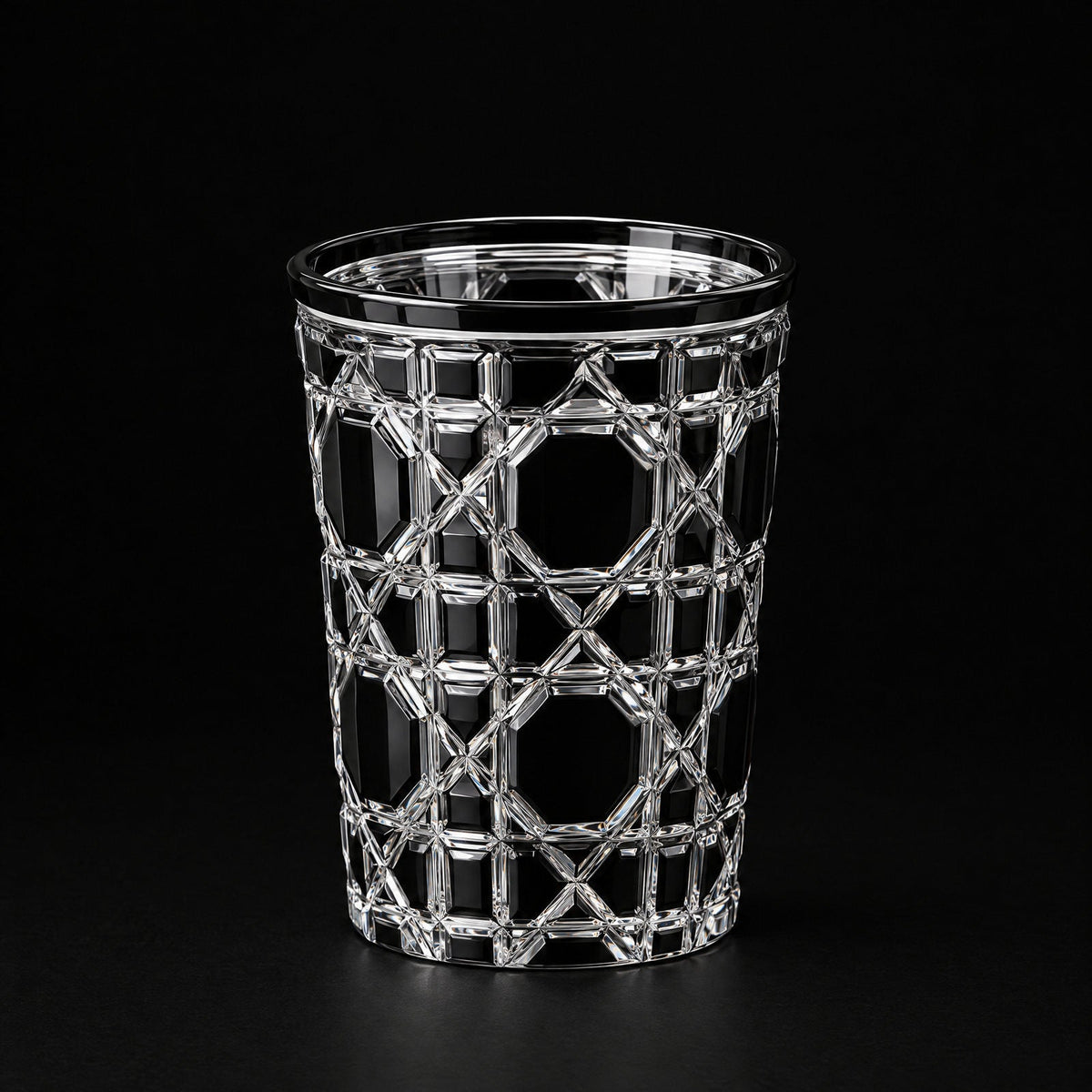 Black Vetra Lattice hand-painted glass, on a black background
