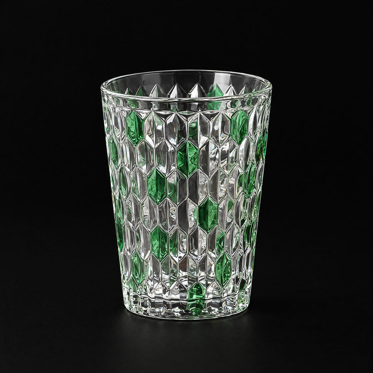 Green Vetra Raindrop hand-painted glass, on a black background