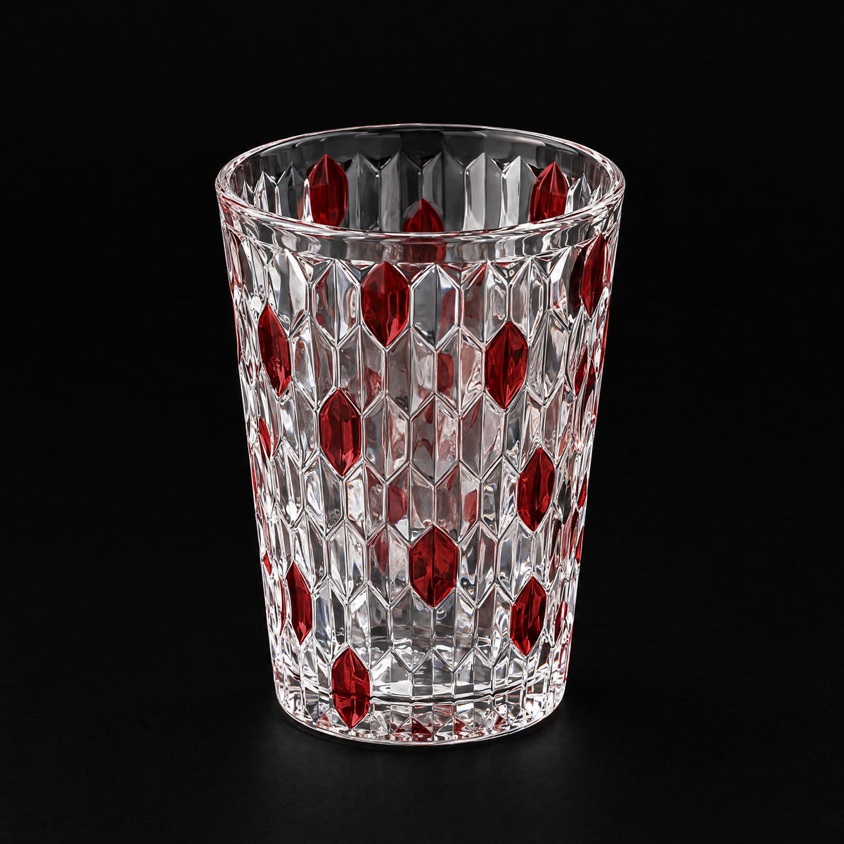 Red Vetra Raindrop hand-painted glass, on a black background
