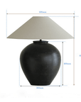 Egg shaped clay pot table lamp with linen lampshade, large size, creating a soft and quiet vibe.