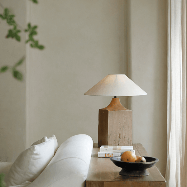 Old Wood Table Lamp - LoveÉcru Home Home LoveÉcru