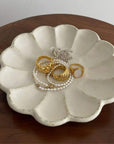Rinka Plate 15cm with jewelry, handcrafted porcelain by Kaneko Kohyo, showcasing elegant design and exquisite craftsmanship.